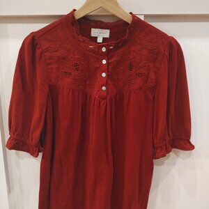 Lucky Brand Red, Lace, short sleeve, cute top